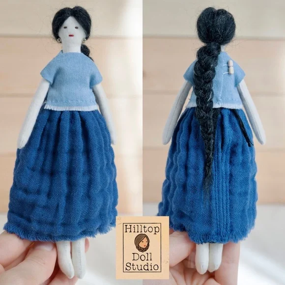 Mini Fabric Doll "Willow" Handcrafted Textile Cloth Heirloom Primitive Doll - Picture 3 of 10